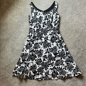 Lafayette 148 New York Black and White A-Line Midi Dress